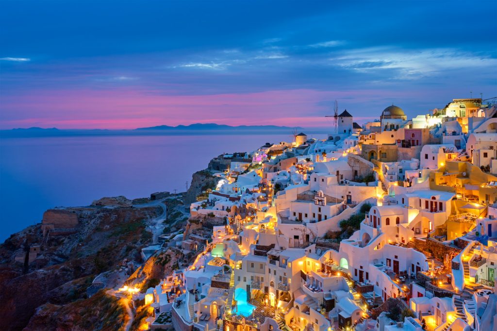 Bekende griekse toeristen bestemming  Oia, Griekenland